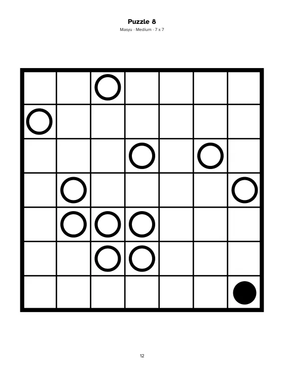 Masyu page from a US Letter book made in Gridbinder, Medium level