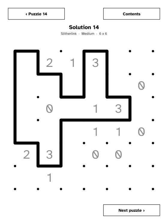 E-ink solution page with a button back to the puzzle