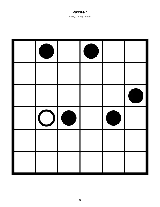 An easy Masyu page with black and white circles